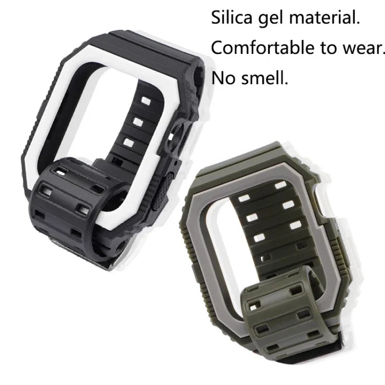 สายซิลิโคนพร้อมเคส สำหรับ Apple Watch Series, 7 41มม. / 6&SE&5&4 40มม. / 3&2&1 38มม., 7 45มม. / 6&SE&5&4 44มม. / 3&2&1 42มม.