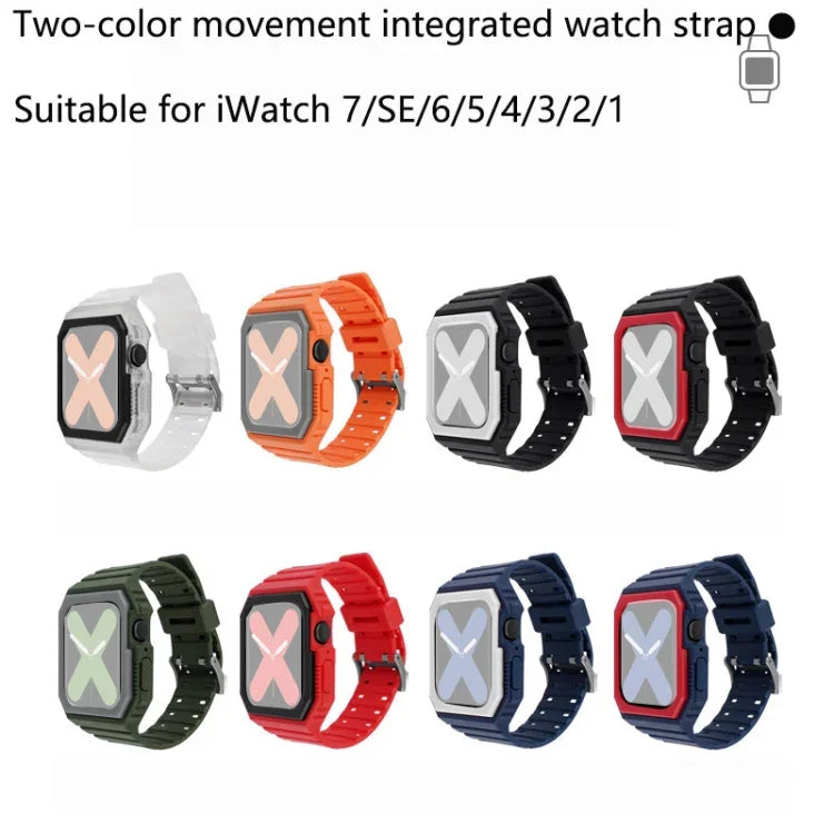 สายซิลิโคนพร้อมเคส สำหรับ Apple Watch Series, 7 41มม. / 6&SE&5&4 40มม. / 3&2&1 38มม., 7 45มม. / 6&SE&5&4 44มม. / 3&2&1 42มม.