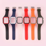 สายซิลิโคนพร้อมเคส สำหรับ Apple Watch Series, 7 41มม. / 6&SE&5&4 40มม. / 3&2&1 38มม., 7 45มม. / 6&SE&5&4 44มม. / 3&2&1 42มม.