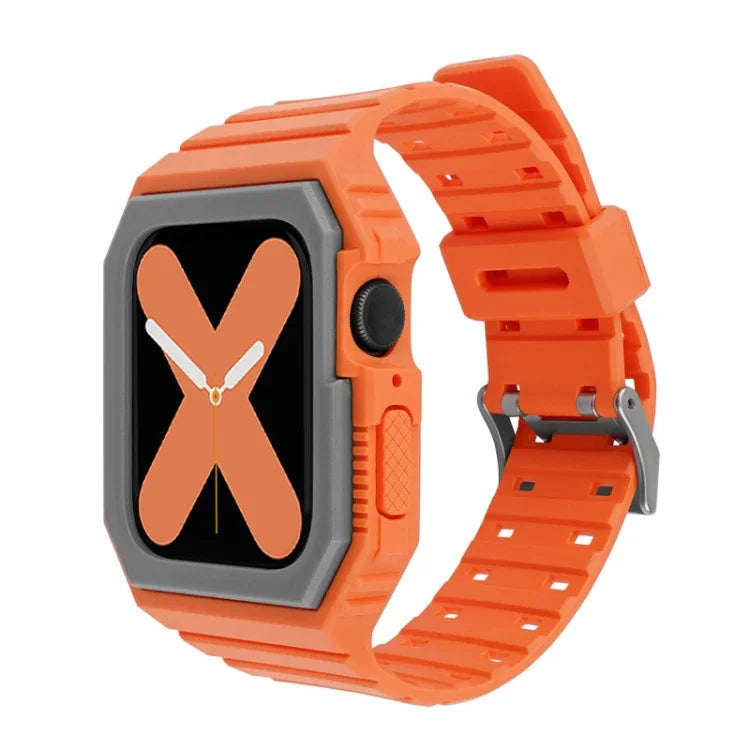 สายซิลิโคนพร้อมเคส สำหรับ Apple Watch Series, 7 41มม. / 6&SE&5&4 40มม. / 3&2&1 38มม., 7 45มม. / 6&SE&5&4 44มม. / 3&2&1 42มม.