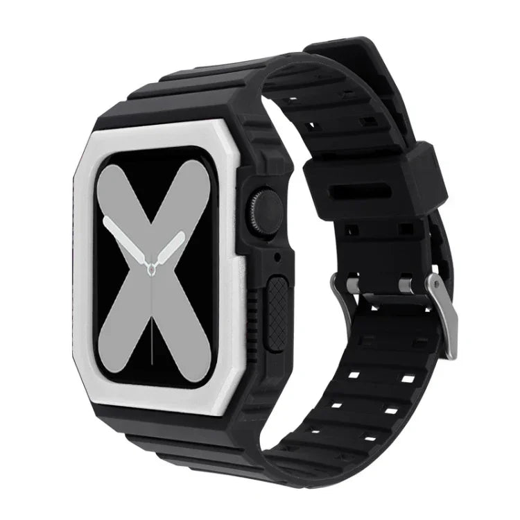สายซิลิโคนพร้อมเคส สำหรับ Apple Watch Series, 7 41มม. / 6&SE&5&4 40มม. / 3&2&1 38มม., 7 45มม. / 6&SE&5&4 44มม. / 3&2&1 42มม.