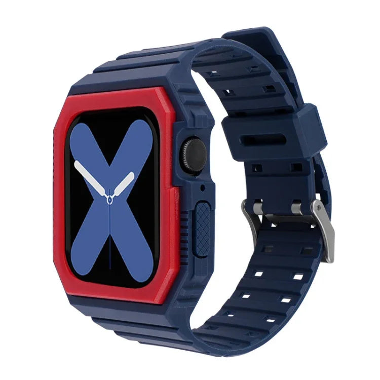 สายซิลิโคนพร้อมเคส สำหรับ Apple Watch Series, 7 41มม. / 6&SE&5&4 40มม. / 3&2&1 38มม., 7 45มม. / 6&SE&5&4 44มม. / 3&2&1 42มม.