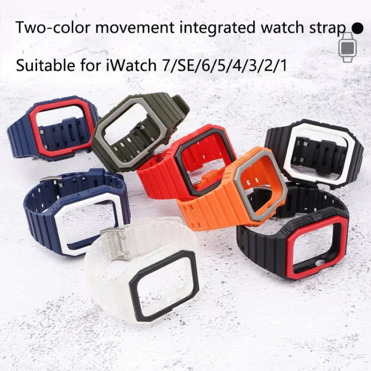สายซิลิโคนพร้อมเคส สำหรับ Apple Watch Series, 7 41มม. / 6&SE&5&4 40มม. / 3&2&1 38มม., 7 45มม. / 6&SE&5&4 44มม. / 3&2&1 42มม.
