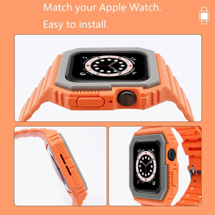 สายซิลิโคนพร้อมเคส สำหรับ Apple Watch Series, 7 41มม. / 6&SE&5&4 40มม. / 3&2&1 38มม., 7 45มม. / 6&SE&5&4 44มม. / 3&2&1 42มม.