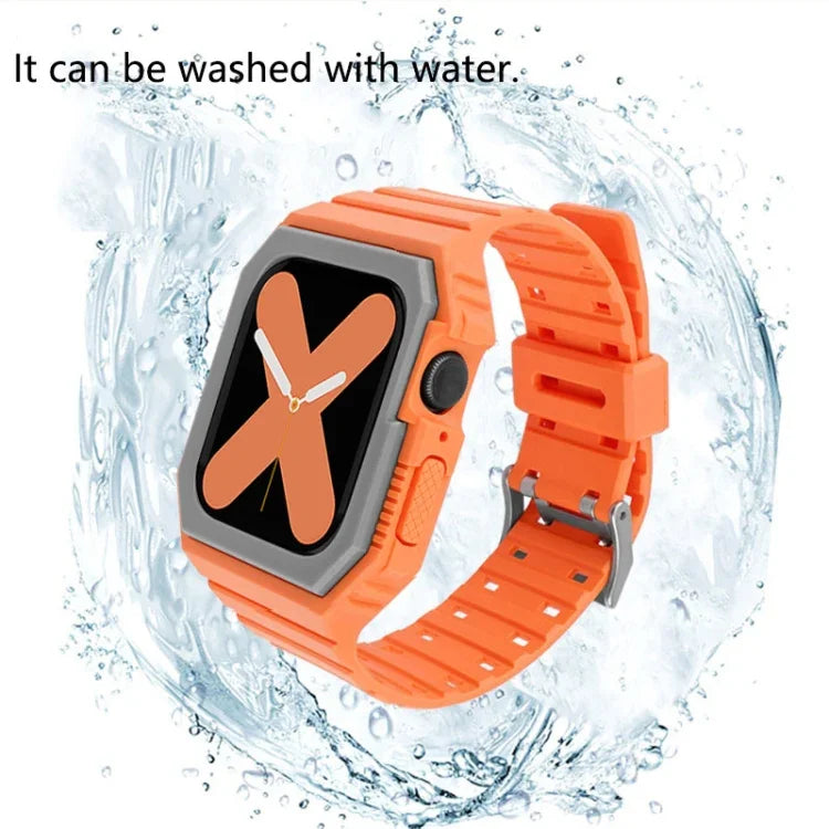 สายซิลิโคนพร้อมเคส สำหรับ Apple Watch Series, 7 41มม. / 6&SE&5&4 40มม. / 3&2&1 38มม., 7 45มม. / 6&SE&5&4 44มม. / 3&2&1 42มม.