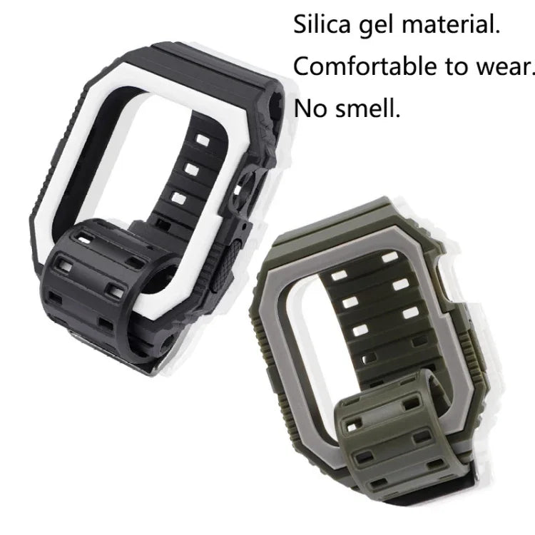 สายซิลิโคนพร้อมเคส สำหรับ Apple Watch Series, 7 41มม. / 6&SE&5&4 40มม. / 3&2&1 38มม., 7 45มม. / 6&SE&5&4 44มม. / 3&2&1 42มม.
