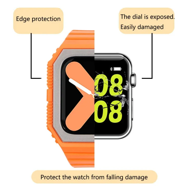 สายซิลิโคนพร้อมเคส สำหรับ Apple Watch Series, 7 41มม. / 6&SE&5&4 40มม. / 3&2&1 38มม., 7 45มม. / 6&SE&5&4 44มม. / 3&2&1 42มม.