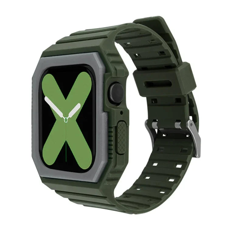 สายซิลิโคนพร้อมเคส สำหรับ Apple Watch Series, 7 41มม. / 6&SE&5&4 40มม. / 3&2&1 38มม., 7 45มม. / 6&SE&5&4 44มม. / 3&2&1 42มม.