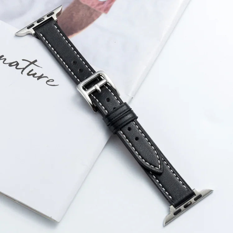 Microfiber Leather Pin Buckle Watch Strap For Apple Watch Series, 7 41mm / 6&SE&5&4 40mm / 3&2&1 38mm, 7 45mm / 6&SE&5&4 44mm / 3&2&1 42mm