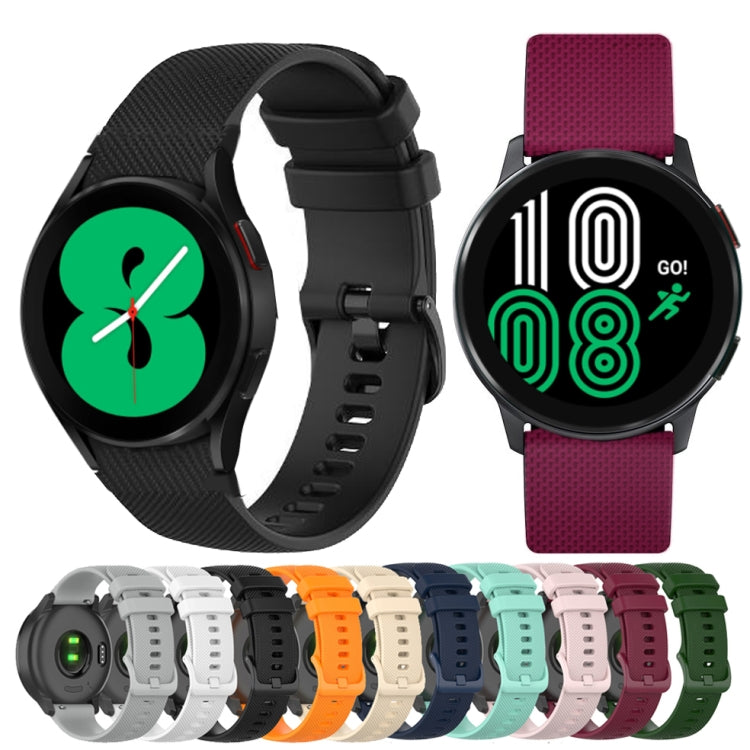สายซิลิโคนลายตารางขนาด 20 มม. สำหรับ Samsung Galaxy Watch 4 ขนาด 40 มม. / 44 มม. สำหรับ Samsung Galaxy Watch 4 Classic ขนาด 42 มม. / 46 มม. สำหรับ Samsung Galaxy Watch 3 ขนาด 41 มม. สำหรับ Samsung Galaxy Watch Active 2 ขนาด 40 มม. / 44 มม.