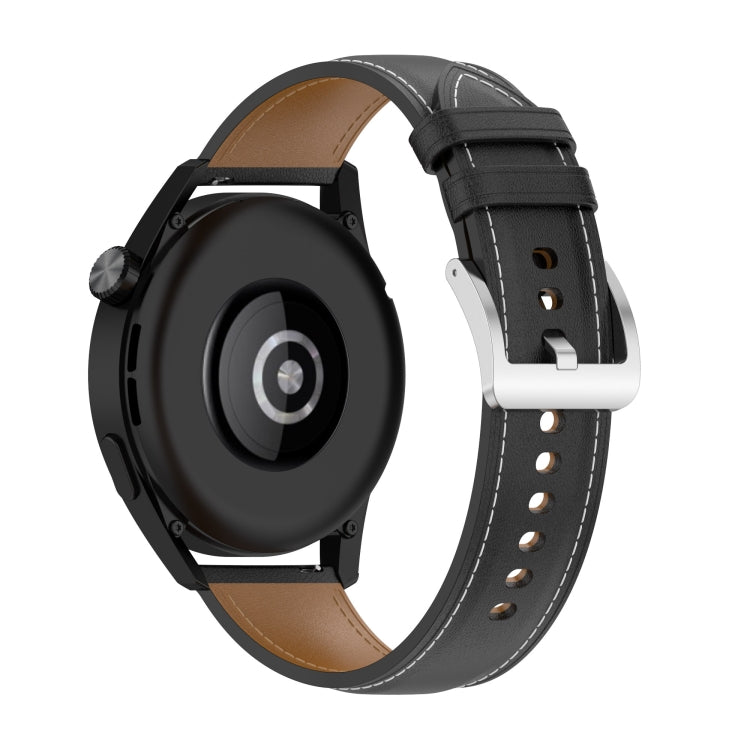 สายหนังลูกวัวลายเย็บ สำหรับ Samsung Galaxy Watch 3 ขนาด 45 มม. สำหรับ Samsung Galaxy Watch ขนาด 46 มม. สำหรับ Samsung Galaxy Gear S3 Classic / Gear S3 Frontier