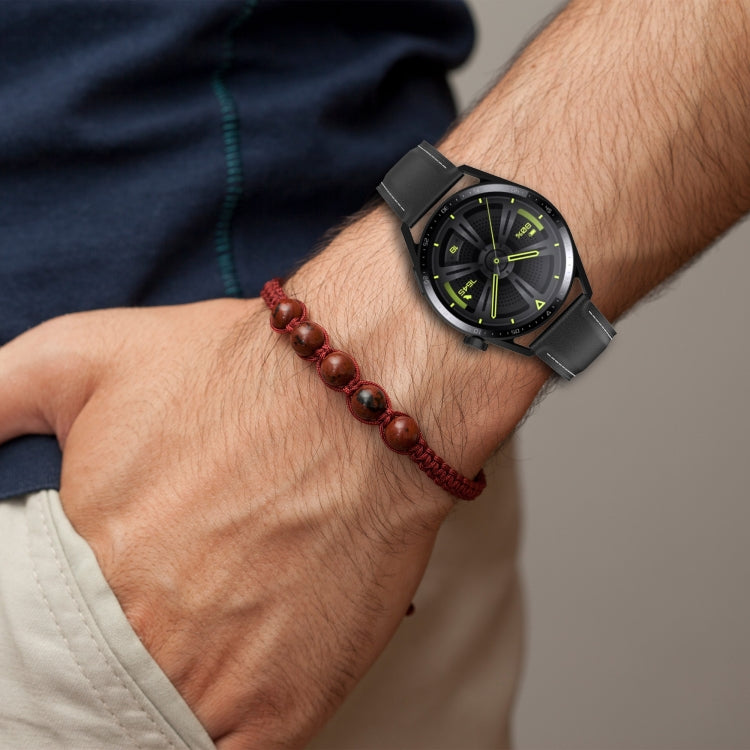 สายหนังลูกวัวลายเย็บ สำหรับ Samsung Galaxy Watch 3 ขนาด 45 มม. สำหรับ Samsung Galaxy Watch ขนาด 46 มม. สำหรับ Samsung Galaxy Gear S3 Classic / Gear S3 Frontier