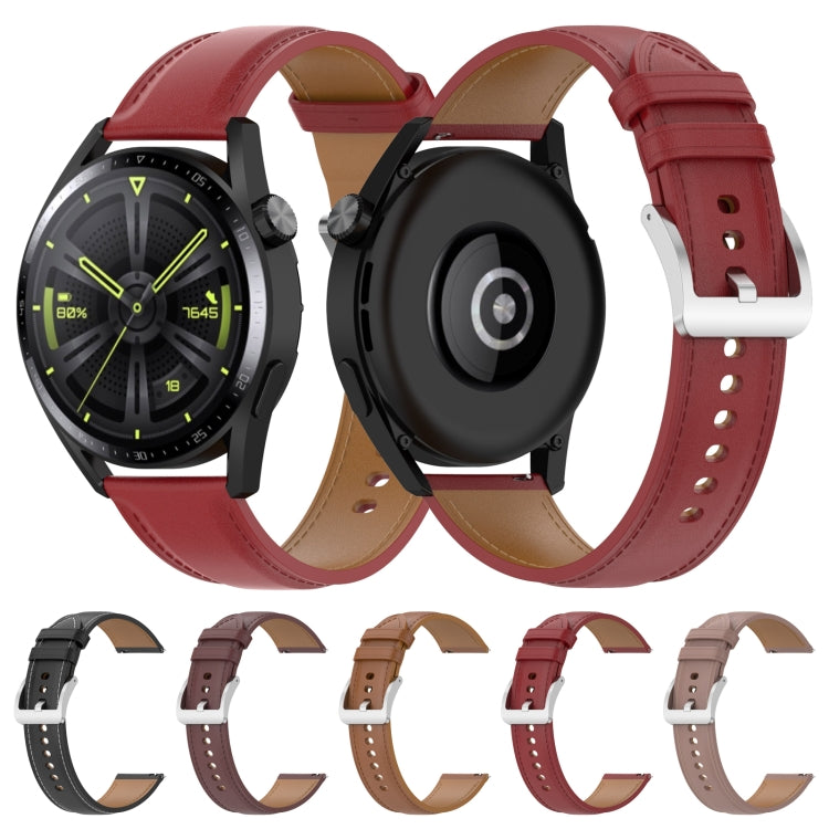 Calf Texture Sewing Thread Watchband, For Huawei Watch GT 3 42mm, For Huawei Watch GT 2 42mm, For Huawei Watch 2
