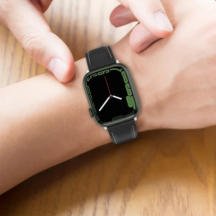 สายหนังวัวชั้นบนเย็บสำหรับ Apple Watch Series, 7 41มม. / 6&SE&5&4 40มม. / 3&2&1 38มม. 20มม., 7 45มม. / 6&SE&5&4 44มม. / 3&2&1 42มม. 22มม., 7 41มม. / 6&SE&5&4 40มม. / 3&2&1 38มม. 22มม., 7 45มม. / 6&SE&5&4 44มม. / 3&2&1 42มม. 20มม.