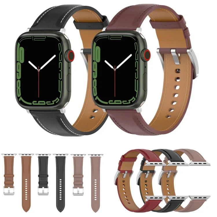 สายหนังวัวชั้นบนเย็บสำหรับ Apple Watch Series, 7 41มม. / 6&SE&5&4 40มม. / 3&2&1 38มม. 20มม., 7 45มม. / 6&SE&5&4 44มม. / 3&2&1 42มม. 22มม., 7 41มม. / 6&SE&5&4 40มม. / 3&2&1 38มม. 22มม., 7 45มม. / 6&SE&5&4 44มม. / 3&2&1 42มม. 20มม.
