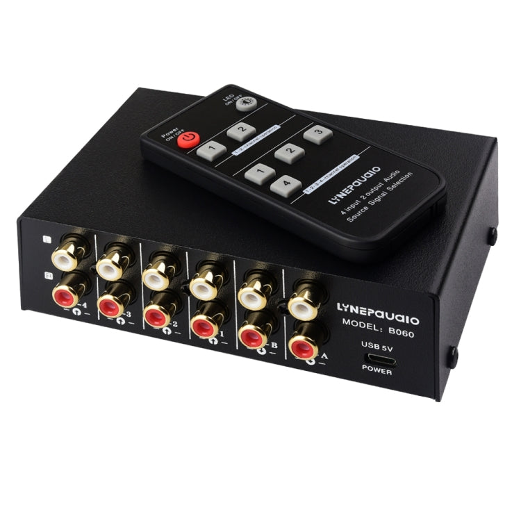 สวิตช์เลือกสัญญาณเสียง RCA 4 เข้า 2 ออก / 2 เข้า 4 ออก พร้อมรีโมทคอนโทรล
