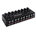 B066 มิกเซอร์เสียงสเตอริโอ 8 ช่อง RCA แบบพาสซีฟ ไม่มีแหล่งจ่ายไฟ, 8 ช่อง RCA