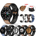 สายหนังติดซิลิโคน 20 มม. สำหรับ Samsung Galaxy Watch 4 40 มม., Samsung Galaxy Watch 4 44 มม., สำหรับ Samsung Galaxy Watch 4 Classic 42 มม., สำหรับ Samsung Galaxy Watch 4 Classic 46 มม.