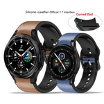 สายหนังติดซิลิโคน 20 มม. สำหรับ Samsung Galaxy Watch 4 40 มม., Samsung Galaxy Watch 4 44 มม., สำหรับ Samsung Galaxy Watch 4 Classic 42 มม., สำหรับ Samsung Galaxy Watch 4 Classic 46 มม.
