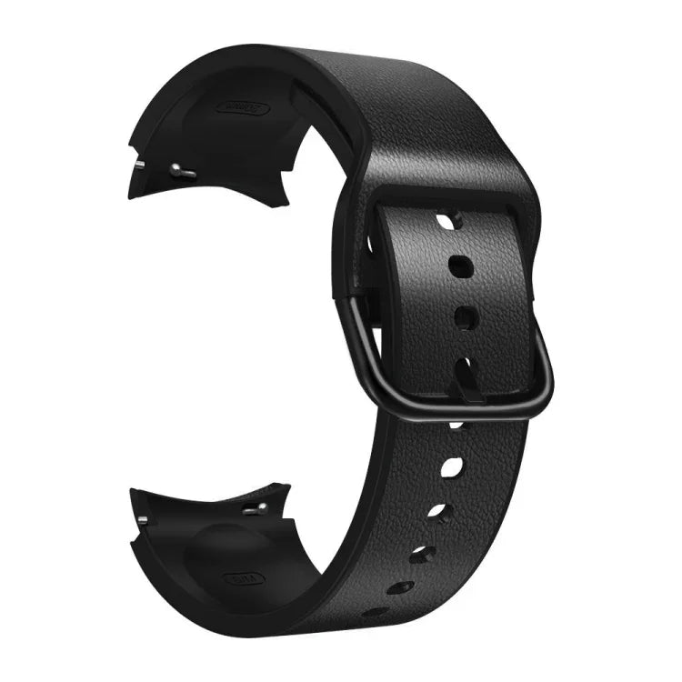 สายหนังติดซิลิโคน 20 มม. สำหรับ Samsung Galaxy Watch 4 40 มม., Samsung Galaxy Watch 4 44 มม., สำหรับ Samsung Galaxy Watch 4 Classic 42 มม., สำหรับ Samsung Galaxy Watch 4 Classic 46 มม.