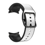 สายหนังติดซิลิโคน 20 มม. สำหรับ Samsung Galaxy Watch 4 40 มม., Samsung Galaxy Watch 4 44 มม., สำหรับ Samsung Galaxy Watch 4 Classic 42 มม., สำหรับ Samsung Galaxy Watch 4 Classic 46 มม.