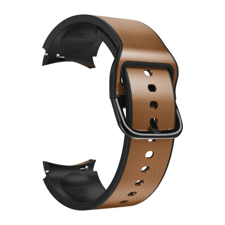 สายหนังติดซิลิโคน 20 มม. สำหรับ Samsung Galaxy Watch 4 40 มม., Samsung Galaxy Watch 4 44 มม., สำหรับ Samsung Galaxy Watch 4 Classic 42 มม., สำหรับ Samsung Galaxy Watch 4 Classic 46 มม.