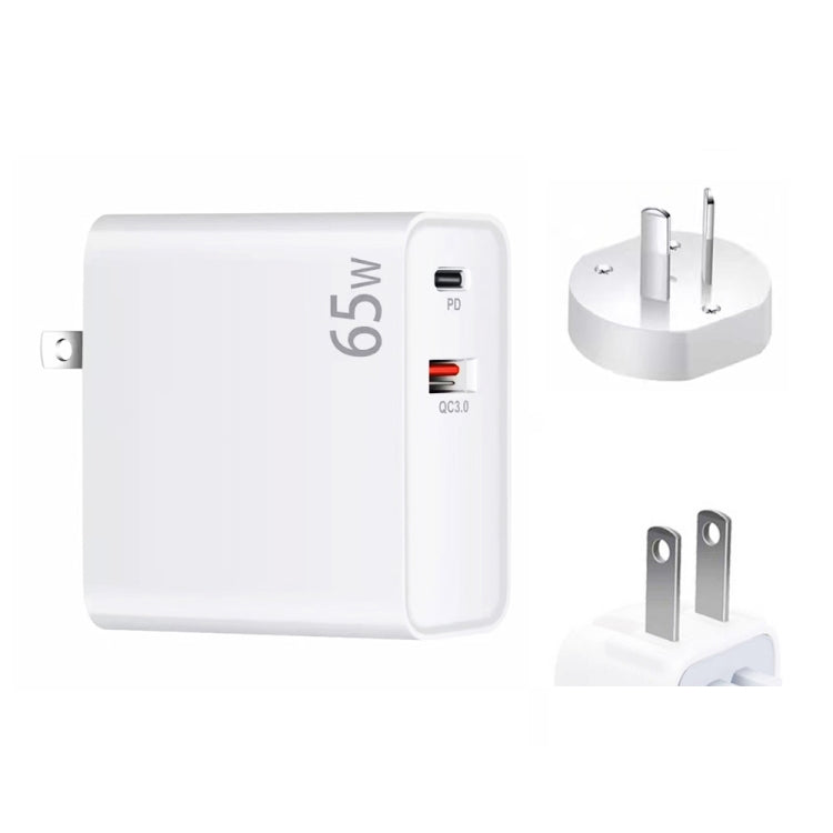อะแดปเตอร์ชาร์จแล็ปท็อป PD-65W USB-C / Type-C + QC3.0 USB, ปลั๊ก AU / ปลั๊ก US, ปลั๊ก AU / ปลั๊ก US