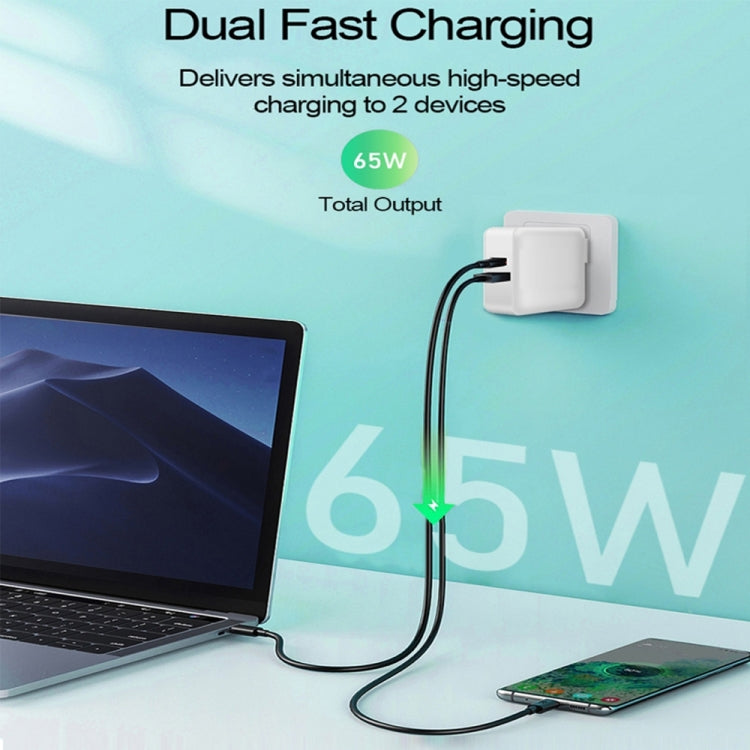 อะแดปเตอร์ชาร์จแล็ปท็อป PD-65W USB-C / Type-C + QC3.0 USB, ปลั๊ก AU / ปลั๊ก US, ปลั๊ก AU / ปลั๊ก US