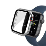 เคส PC ชุบไฟฟ้าสีเดียวพร้อมฟิล์มกระจกนิรภัย สำหรับ Apple Watch Series 9 / 8 / 7 45มม., สำหรับ Apple Watch Series 8 / 7 45มม., สำหรับ Apple Watch Series 6/5/4/SE 44มม., สำหรับ Apple Watch Series 3/2/1 42มม., สำหรับ Apple Watch Series 9 / 8 / 7 41มม.