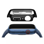 เคส PC ชุบไฟฟ้าสีเดียวพร้อมฟิล์มกระจกนิรภัย สำหรับ Apple Watch Series 9 / 8 / 7 45มม., สำหรับ Apple Watch Series 8 / 7 45มม., สำหรับ Apple Watch Series 6/5/4/SE 44มม., สำหรับ Apple Watch Series 3/2/1 42มม., สำหรับ Apple Watch Series 9 / 8 / 7 41มม.