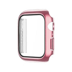 เคส PC ชุบไฟฟ้าสีเดียวพร้อมฟิล์มกระจกนิรภัย สำหรับ Apple Watch Series 9 / 8 / 7 45มม., สำหรับ Apple Watch Series 8 / 7 45มม., สำหรับ Apple Watch Series 6/5/4/SE 44มม., สำหรับ Apple Watch Series 3/2/1 42มม., สำหรับ Apple Watch Series 9 / 8 / 7 41มม.