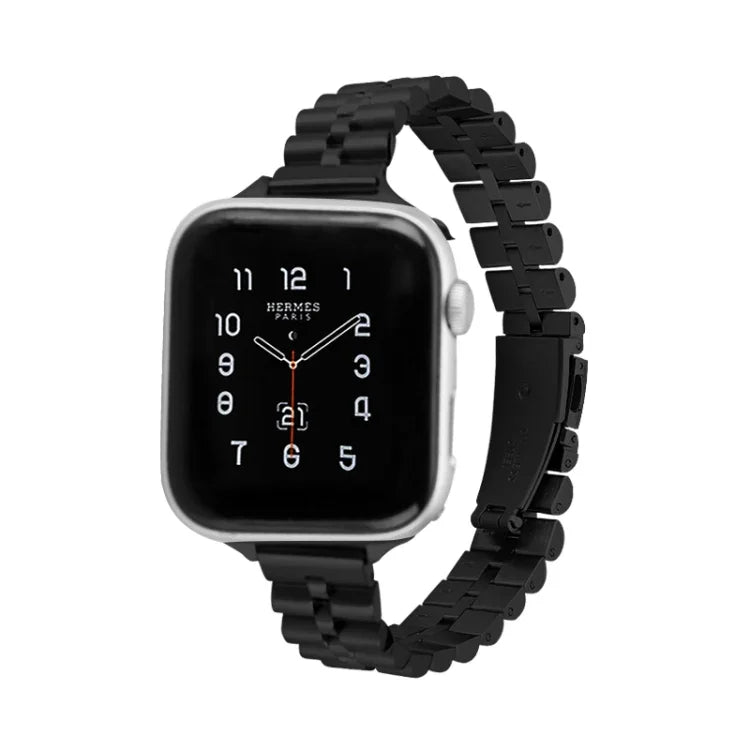 สายรัดนาฬิกาโลหะครึ่งวงกลมสามเม็ด สำหรับ Apple Watch Series 7 45 มม. / 6&SE&5&4 44 มม. / 3&2&1 42 มม., 7 41 มม. / 6&SE&5&4 40 มม. / 3&2&1 38 มม.