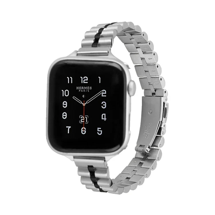 สายรัดนาฬิกาโลหะครึ่งวงกลมสามเม็ด สำหรับ Apple Watch Series 7 45 มม. / 6&SE&5&4 44 มม. / 3&2&1 42 มม., 7 41 มม. / 6&SE&5&4 40 มม. / 3&2&1 38 มม.