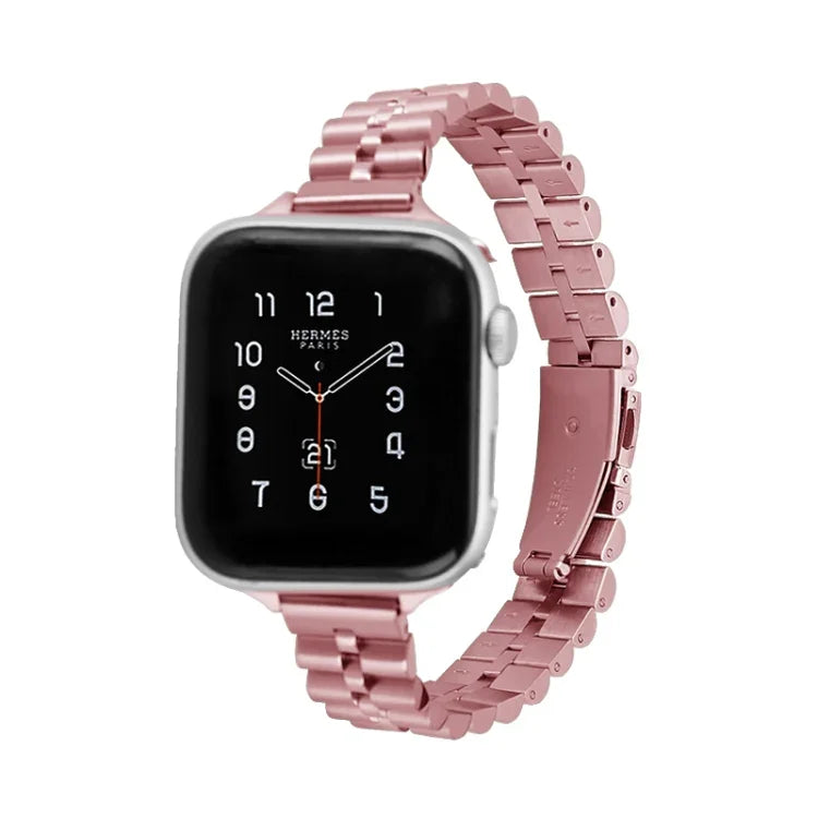 สายรัดนาฬิกาโลหะครึ่งวงกลมสามเม็ด สำหรับ Apple Watch Series 7 45 มม. / 6&SE&5&4 44 มม. / 3&2&1 42 มม., 7 41 มม. / 6&SE&5&4 40 มม. / 3&2&1 38 มม.