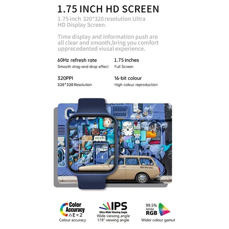 นาฬิกาอัจฉริยะหน้าจอสี i7 PRO+ 1.75 นิ้ว รองรับการโทร Bluetooth / ตรวจวัดอัตราการเต้นหัวใจ