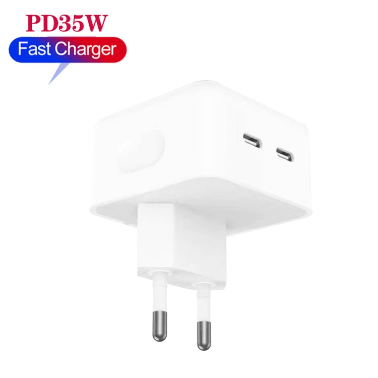 อะแดปเตอร์ชาร์จไฟ PD 35W สองพอร์ต USB-C / Type-C สำหรับ iPhone / iPad ปลั๊ก EU