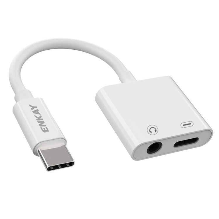 สายอะแดปเตอร์ข้อมูล ENKAY ENK-AT106 USB-C / Type-C เป็นเสียง 3.5 มม. + หูฟังและชาร์จ Type-C