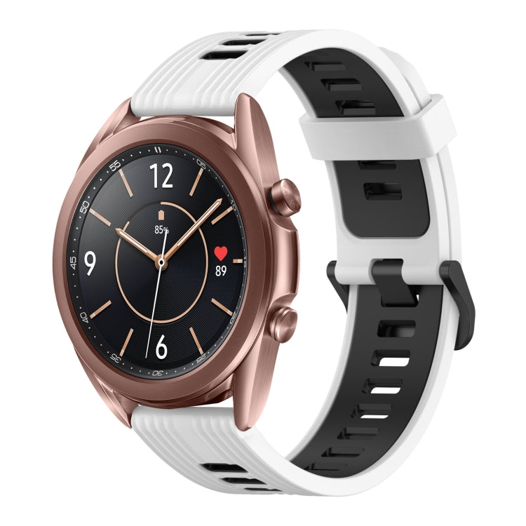 20mm Vertical Pattern Two-Color Silicone Watch Band, For Samsung Galaxy Watch3 41mm, For Samsung Galaxy Watch Active 2 40mm, For Samsung Galaxy Watch Active 2 44mm, For Samsung Galaxy Watch Active 40mm