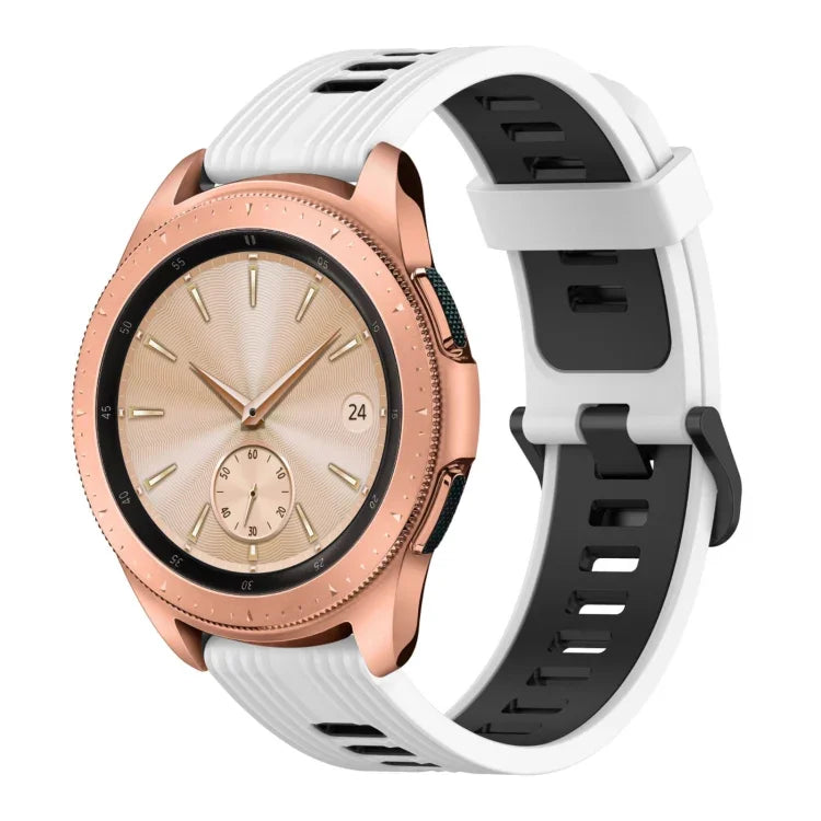 สายซิลิโคนลายแนวตั้งสองสีขนาด 20 มม. สำหรับ Samsung Galaxy Watch 42 มม., สำหรับ Samsung Gear Sport, สำหรับ Samsung Gear S2 Classic