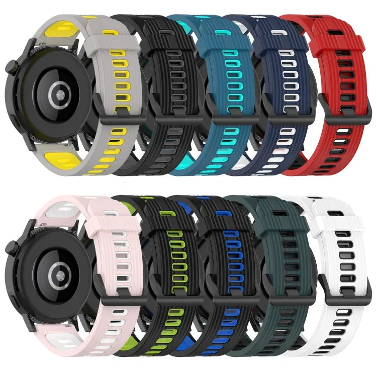 สายซิลิโคนลายแนวตั้งสองสีขนาด 20 มม. สำหรับ Samsung Galaxy Watch 42 มม., สำหรับ Samsung Gear Sport, สำหรับ Samsung Gear S2 Classic