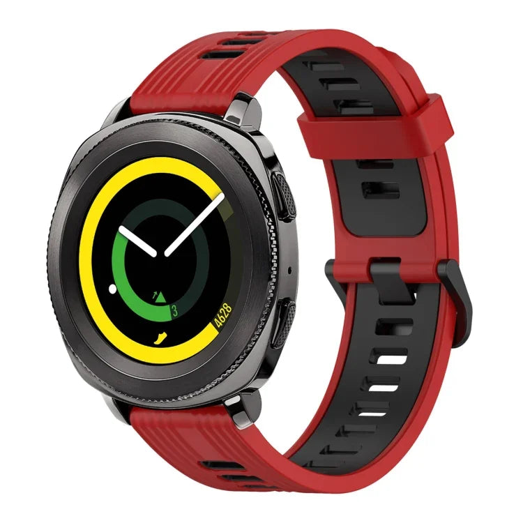 สายซิลิโคนลายแนวตั้งสองสีขนาด 20 มม. สำหรับ Samsung Galaxy Watch 42 มม., สำหรับ Samsung Gear Sport, สำหรับ Samsung Gear S2 Classic