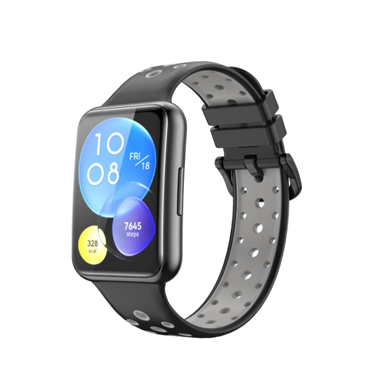 Two-Color Perforated Silicone Watch Band, For Huawei Watch Fit 2
