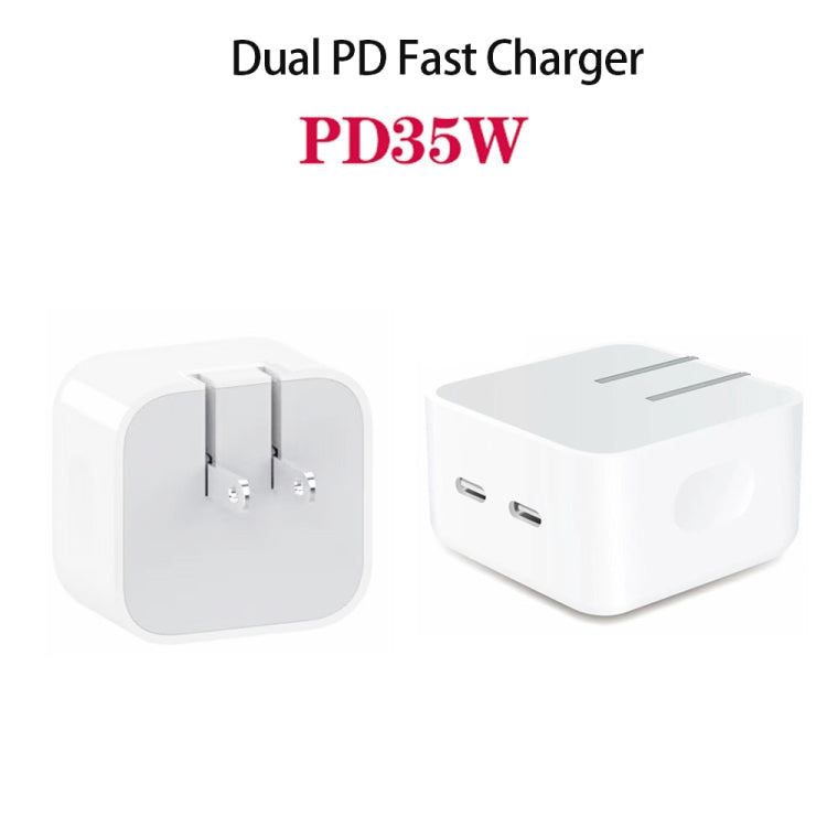 อะแดปเตอร์ชาร์จไฟ PD 35W สองพอร์ต USB-C / Type-C สำหรับ iPhone / iPad ปลั๊ก US