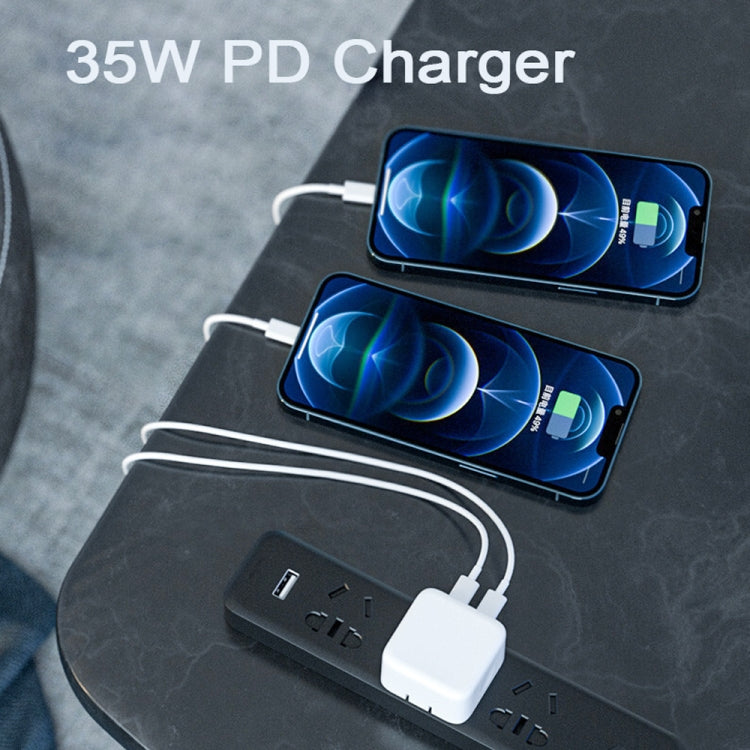 อะแดปเตอร์ชาร์จไฟ PD 35W สองพอร์ต USB-C / Type-C สำหรับ iPhone / iPad ปลั๊ก US