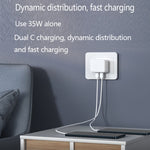 อะแดปเตอร์ชาร์จไฟ PD 35W สองพอร์ต USB-C / Type-C สำหรับ iPhone / iPad ปลั๊ก US