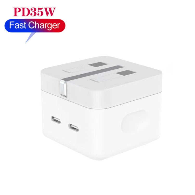 อะแดปเตอร์ชาร์จไฟ PD 35W สองพอร์ต USB-C / Type-C สำหรับ iPhone / iPad ปลั๊ก UK