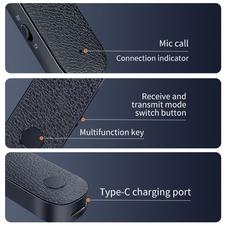 T06 ตัวรับและส่งสัญญาณเสียง Bluetooth 5.1 2 in 1 สำหรับรถยนต์ 3.5 มม.