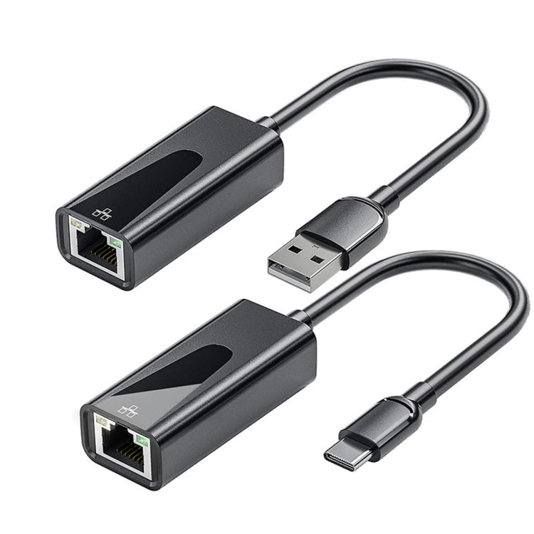 อะแดปเตอร์การ์ดเครือข่าย RJ45 ความเร็ว 1000Mbps USB Ethernet, USB 3.0, Type-C