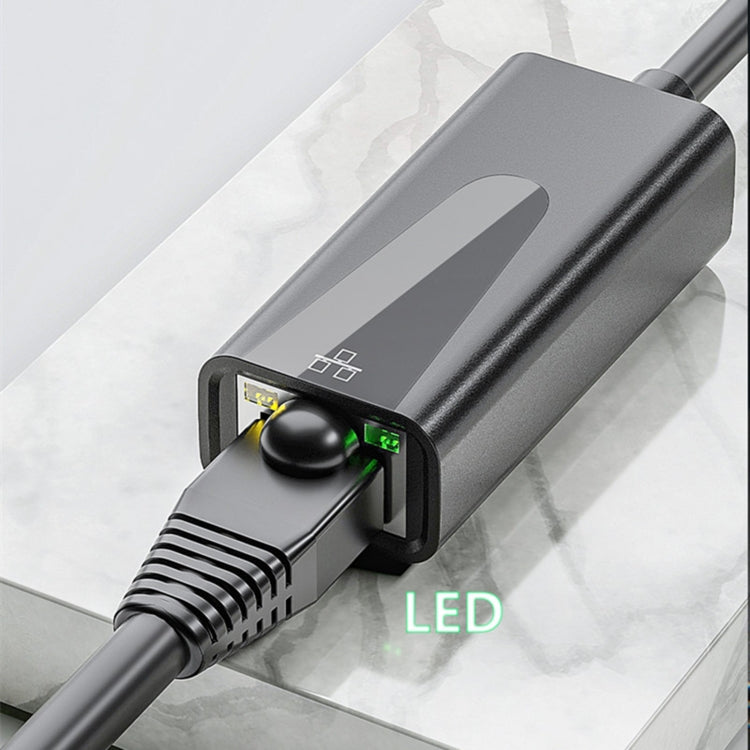 อะแดปเตอร์การ์ดเครือข่าย RJ45 ความเร็ว 1000Mbps USB Ethernet, USB 3.0, Type-C