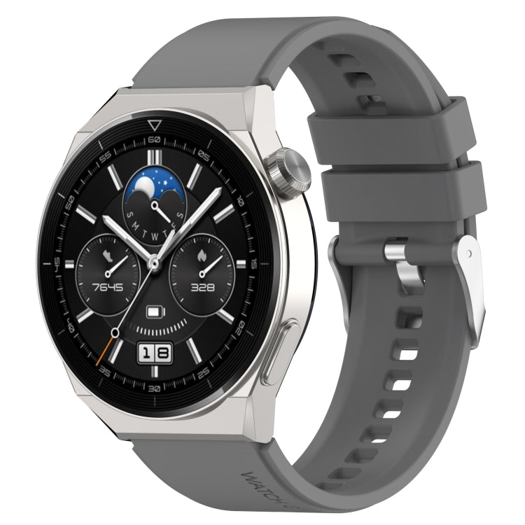 Protruding Head Silicone Strap Silver Buckle, For Huawei Watch GT 42mm/46mm / GT2 46mm 22mm, For Honor Watch GS Pro 22mm, For Honor Magic Watch 2 46mm 22mm, For Huawei Watch GT3 42mm 20mm